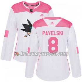 Naisten NHL San Jose Sharks Pelipaita Joe Pavelski 8 Adidas 2017-2018 Valkoinen Vaaleanpunainen Fashion Authentic